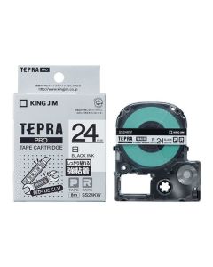 เทปพิมพ์อักษร TEPRA PRO Strong Adhesive Label 24mm (White Tape / Black Ink)