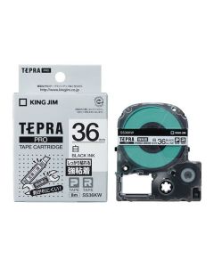 เทปพิมพ์อักษร TEPRA PRO Strong Adhesive Label 36mm (White Tape / Black Ink)