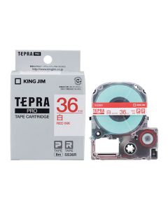เทปพิมพ์อักษร TEPRA PRO 36mm (White Label / Red Ink)
