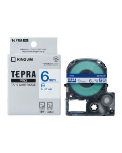 เทปพิมพ์อักษร TEPRA PRO 6mm (White Label / Blue Ink)
