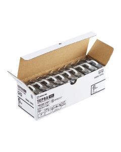 เทปพิมพ์อักษร TEPRA PRO White Label 6mm (White Tape / Black Ink) (10ชุด)