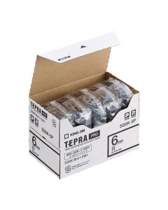 เทปพิมพ์อักษร TEPRA PRO White Label 6mm (White Tape / Black Ink) (5ชุด)