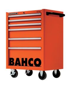 รถเข็นพร้อมลิ้นชัก 6 ช่อง ห้องโดยสารแบบมีล้อเลื่อน สีส้ม Bahco พื้นปูด้วยแผ่นยาง