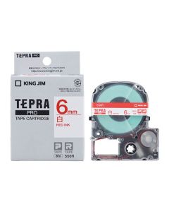 เทปพิมพ์อักษร TEPRA PRO 6mm (White Label / Red Ink)