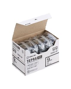 เทปพิมพ์อักษร TEPRA PRO White Label 9mm (White Tape / Black Ink) (5ชุด)