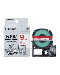เทปพิมพ์อักษร TEPRA PRO Strong Adhesive Label 9mm (White Tape / Red Ink)