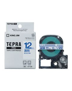 เทปพิมพ์อักษร TEPRA PRO Transparent Label 12mm (Transparent Tape / Blue Ink)