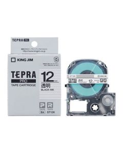 เทปพิมพ์อักษร TEPRA PRO Transparent Label 12mm (Transparent Tape / Black Ink)