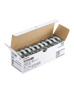 เทปพิมพ์อักษร TEPRA PRO White Label 12mm (White Tape / Black Ink) (10ชุด)