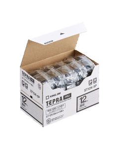 เทปพิมพ์อักษร TEPRA PRO Transparent Label 12mm (Transparent Tape / Black Ink) (5ชุด)
