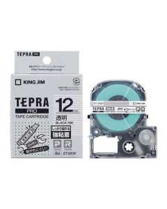 เทปพิมพ์อักษร TEPRA PRO Strong Adhesive Label 12mm (Transparent Tape / Black Ink)