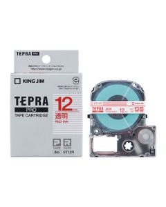 เทปพิมพ์อักษร TEPRA PRO Transparent Label 12mm (Transparent Tape / Red Ink)
