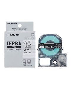 เทปพิมพ์อักษร TEPRA PRO Transparent Label 12mm (Transparent Tape / White Ink)