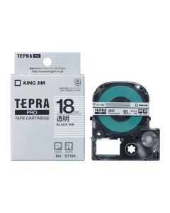 เทปพิมพ์อักษร TEPRA PRO Transparent Label 18mm (Transparent Tape / Black Ink)