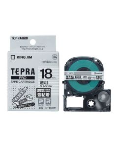 เทปพิมพ์อักษร TEPRA PRO Strong Adhesive Label 18mm (Transparent Tape / Black Ink)