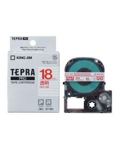 เทปพิมพ์อักษร TEPRA PRO Transparent Label 18mm (Transparent Tape / Red Ink)