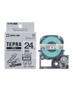 เทปพิมพ์อักษร TEPRA PRO Strong Adhesive Label 24mm (Transparent Tape / Black Ink)
