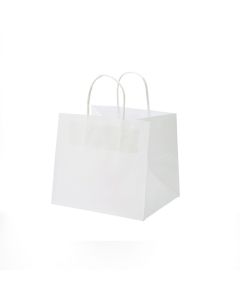 ถุงกระดาษทรงสี่เหลี่ยมผืนผ้า ขนาด 20-18 ซม. สีขาวเรียบ
