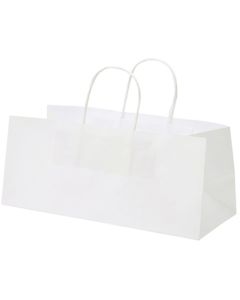 ถุงกระดาษทรงสี่เหลี่ยมผืนผ้า ขนาด 29 x 12 ซม. สีขาวล้วน