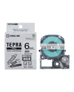 เทปพิมพ์อักษร TEPRA PRO Strong Adhesive Label 6mm (Transparent Tape / Black Ink)
