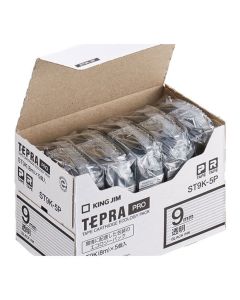 เทปพิมพ์อักษร TEPRA PRO Transparent Label 9mm (Transparent Tape / Black Ink) (5ชุด)