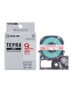 เทปพิมพ์อักษร TEPRA PRO Transparent Label 9mm (Transparent Tape / Red Ink)