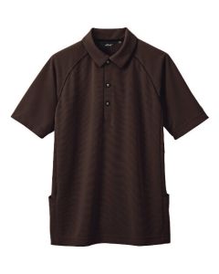 เสื้อโปโลแขนสั้นมีกระเป๋าหลัง (unisex) สีน้ำตาล 5L