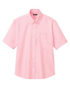 เสื้อเชิ้ตผู้หญิงแขนสั้น ox กระดุมลง สีชมพู LL