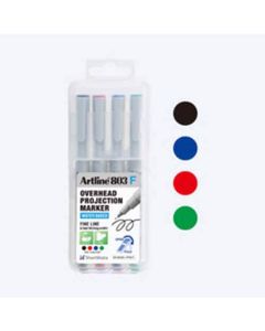 ชุดปากกาเขียนแผ่นใส Artline EK-803N (4 Colors)