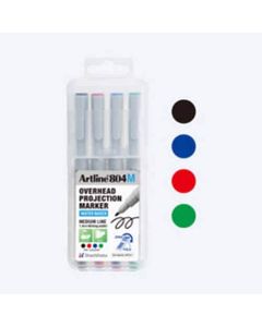 ชุดปากกาเขียนแผ่นใส Artline EK-804N (4 Colors)