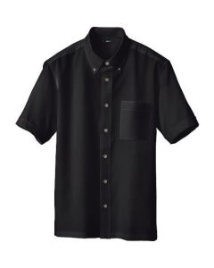 เสื้อเชิ้ตกระดุมหน้าแขนสั้น (unisex) สีดำ L