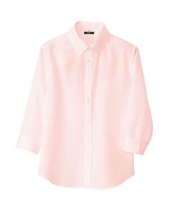 เสื้อเชิ้ตผู้หญิงแขนสามส่วนติดกระดุมสีชมพู LL