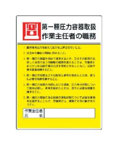Duties of Work Chief Person Sign