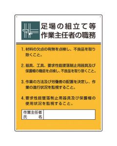 Duties of Work Chief Person Sign