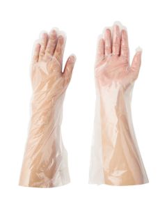 ถุงมืออนามัยแบบยาวไม่มีลายนูน L (100 ชิ้น)