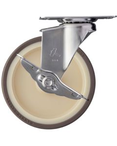 ลูกล้อสเตนเลส Hammer รุ่น 320E (ล้อไนลอนยูรีเทน อุปกรณ์สแตนเลส) พร้อมตัวหยุดหมุน เส้นผ่านศูนย์กลางล้อ 125 มม.