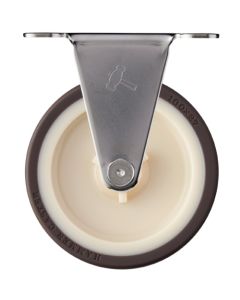 ลูกล้อสเตนเลส Hammer Plate Caster แบบตายตัว เส้นผ่านศูนย์กลางล้อ 100 มม. ล้อยูรีเทน