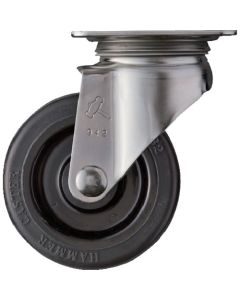 ลูกล้อสแตนเลส Hammer Plate Caster แบบหมุน เส้นผ่านศูนย์กลางล้อ 100 มม. ล้อยาง ซีรีส์ S