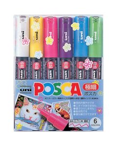 ชุดปากกามาร์คเกอร์ POSCA 0.7mm (6 ตัว)