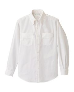 เสื้อเชิ้ตผู้ชายแขนยาวกระดุมลงสีขาว 5L