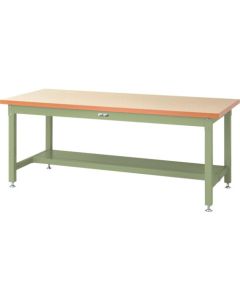 โต๊ะทำงานสำหรับงานหนัก รุ่นซูเปอร์ไทป์ พร้อมชั้นวางครึ่งชั้น 1 ชั้น ขนาด กว้าง 1500 x ลึก 750 x สูง 740 มม. สีงาช้าง/เขียว Yamatec