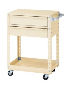 รถเข็นพิเศษ ขนาดกว้าง 600 x ลึก 400 มม. แบบเคลื่อนที่ได้ พร้อมตู้ลิ้นชักลึก 2 ตู้ สีงาช้าง ยามาเทค
