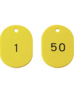 ป้ายตัวเลข 60 x 40 สีเหลือง 1-50 ชุด 50 แผ่น