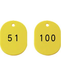 ป้ายตัวเลข 60 x 40 เหลือง 51-100 50 ชิ้น
