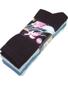 WORKS HOMME ถุงเท้าข้อหนา สีพื้น ปลายกลม 4 คู่