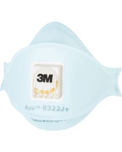 Aura หน้ากากกันฝุ่นใช้แล้วทิ้ง 9322J + DS2 มีวาล์วระบายอากาศ 10 ชิ้น/กล่อง