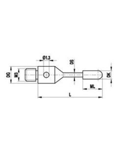 M3 Ø2 mm tungsten carbide cylinder, L 21 mm, ML 7 mm, for Zeiss applications