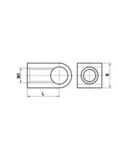 M3 1-way titanium cube XXT 90°, L 6.5mm, for Zeiss applications