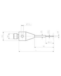 M5 Ø1 mm ruby ball, tungsten carbide stem, L 30 mm, ML 20.0/5.0 mm, for Zeiss applications