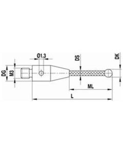 M3 XXT Ø8 mm silicon nitride ball, carbon fibre stem, L 70 mm, ML 70 mm, for Zeiss applications
